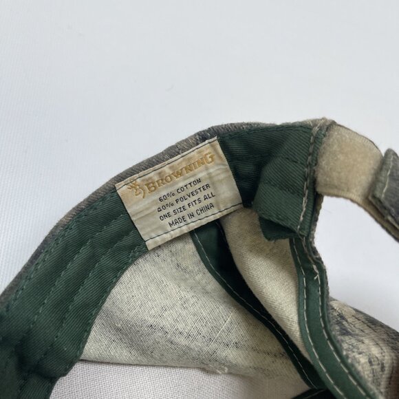 Browning Woodland Camo Strapback Hunting Hat Cap Outdoor Fishing Firearms - Picture 7 of 10